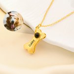 Personalized Dog Bone Photo Projection Necklace with Name Dainty Jewelry Birthday Gift for Pet Lover Owner