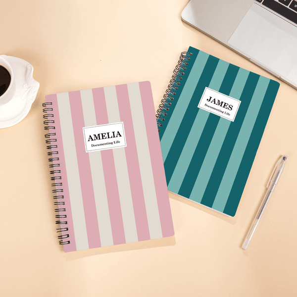 Personalized Colorful Striped A5 Notebook with Name and Text Recording Accessory Daily Use Back to School Gift for Students Friends
