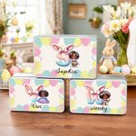 Boîte à biscuits en fer-blanc personnalisée avec texte Accessoires de rangement Cadeau de Pâques pour les filles