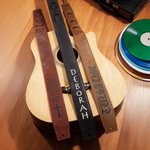 Personalized Guitar Elements PU Leather Guitar Shoulder Strap with Name Anniversary Birthday Gift for Guitar Players Lovers