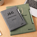 Personalized Logo PU Leather Binder Notebook with Name Slogan and Year Birthday Anniversary Gift for Friend Woman