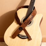 Personalized Guitar Elements PU Leather Guitar Shoulder Strap with Name Anniversary Birthday Gift for Guitar Players Lovers