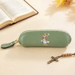 Personalised Cross Bible Book Cartoon Prayer Character Mini PU Leather Rosary Coin Handbag with Name Baptism Confirmation Birthday Gift for Christians