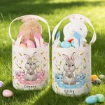 Gepersonaliseerd schattig paashaas herbruikbaar mandje met naam en konijnenoren eieren jagen Vrolijk paascadeau voor jongens meisjes