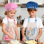 Personalised Wreath Cute Peter Rabbit Name Kid Apron Chef Hat Set with Storage Bag and Front Pocket Baking Easter Children's Day Gift for Kids