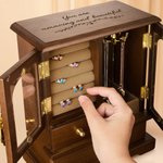 Personalised Multi-Compartment Retro Bookcase Design Wooden Armoire Jewellery Box with Name and Initial Birthday Valentine's Day Wedding Gift for Women