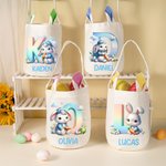 Personalized Cute Cartoon Rabbit Initial Bunny Ears Easter Basket with Name Egg Hunting Accessory Easter Gift for Boys Girls
