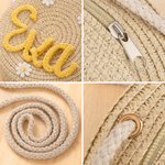 Gepersonaliseerde Multicolor Schattige Daisy Straw Crossbody Tas met Naam Reizen Strand Kerstmis Verjaardagscadeau voor Meisjes Kinderen