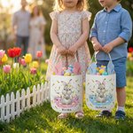 Gepersonaliseerd schattig paashaas herbruikbaar mandje met naam en konijnenoren eieren jagen Vrolijk paascadeau voor jongens meisjes