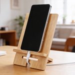 Personalized Birth Flower Bamboo Wooden Phone Stand Ipad Holder with Name Desk Organizer Daily Use Birthday Gift for Women