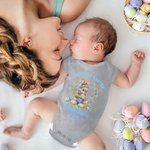 Personlig søt kaninkrans i 100 % bomull Babybody med navn og årstall Påskefest Bursdagsgave til baby