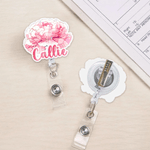 Personalized Birth Flower Acrylic Badge Reel with Name Appreciation Nurse Week Valentine's Day Gift for Doctor Nurse Medical Staff