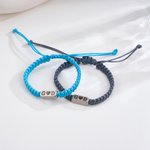 Personalized Multicolor Heart Matching Bracelet with Initials Set of 2 Anniversary Birthday Gift for Couple Lover