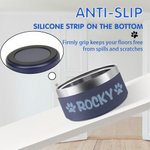 Personalizado de grado alimenticio de acero inoxidable 32 oz grabado Dog Bowl plato de agua con el nombre antideslizante Pet Feeding Suministros Regalo para Pet Lovers