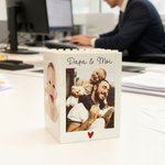 Porte-crayons en blocs de construction personnalisé avec photo et texte - Cadeau d'anniversaire Saint-Valentin pour famille couple