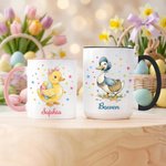 Personalised Cute Peter Rabbit Duck Sheep Multicolour 11/15 oz Ceramic Mug with Name and Coaster Easter Birthday Gift for Kids