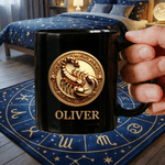 Personalized The Golden Twelve Zodiac Signs Black Ceramic Mug with Name Father's Day Birthday for Him Dad Boyfriend