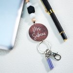 Gepersonaliseerd Potlood Tassel Bead sleutelkoord met tekst Terug naar school Waardering Teacher's Day Gift voor leraren beheerders