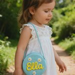 Gepersonaliseerde Multicolor Schattige Daisy Straw Crossbody Tas met Naam Reizen Strand Kerstmis Verjaardagscadeau voor Meisjes Kinderen