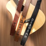 Personalized Guitar Elements PU Leather Guitar Shoulder Strap with Name Anniversary Birthday Gift for Guitar Players Lovers