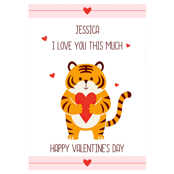 Tiger Holding Heart Valentine's Day Ecard