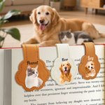Personalizado Pintura al Óleo Estilo Mascota Foto PU Cuero Marcapáginas magnético Clip con nombre Accesorios de lectura Regalo de cumpleaños para los amantes de las mascotas
