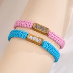 Personalized Multicolor Heart Matching Bracelet with Initials Set of 2 Anniversary Birthday Gift for Couple Lover