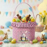 Panier d'oeufs de Pâques personnalisé multicolore avec nom et rangement quotidien Cadeau de Pâques pour garçons filles