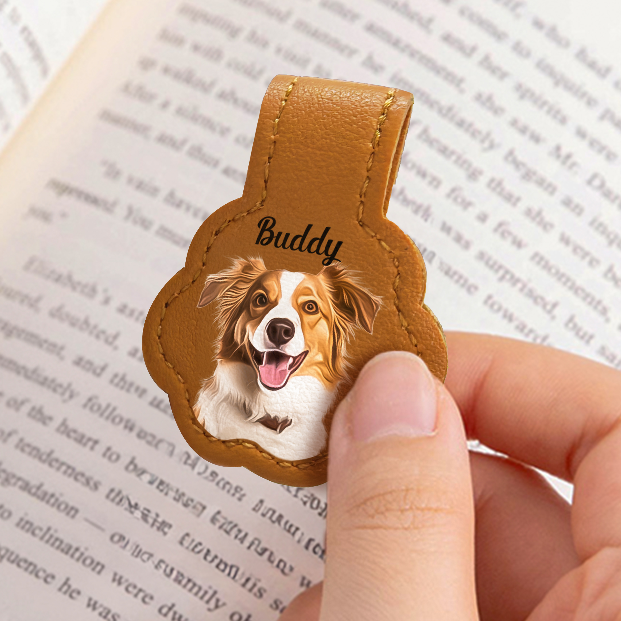 Marque-page magnétique en cuir PU avec nom Cadeau d'anniversaire pour les amoureux des animaux de compagnie