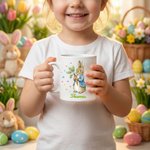Personalised Cute Peter Rabbit Duck Sheep Multicolour 11/15 oz Ceramic Mug with Name and Coaster Easter Birthday Gift for Kids