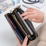 Gepersonaliseerde Vintage Cartoon Verpleegkundige Arts Karakter PU lederen portemonnee met naam en tekst Verjaardag Waardering Gift voor medisch personeel