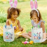 Personalized Cute Cartoon Rabbit Initial Bunny Ears Easter Basket with Name Egg Hunting Accessory Easter Gift for Boys Girls