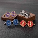 Personalisierte Multi-Color Monogramm Initial A Paar Manschettenknöpfe Gravur Holz Box Hochzeit Jahrestag Geschenk für Männer