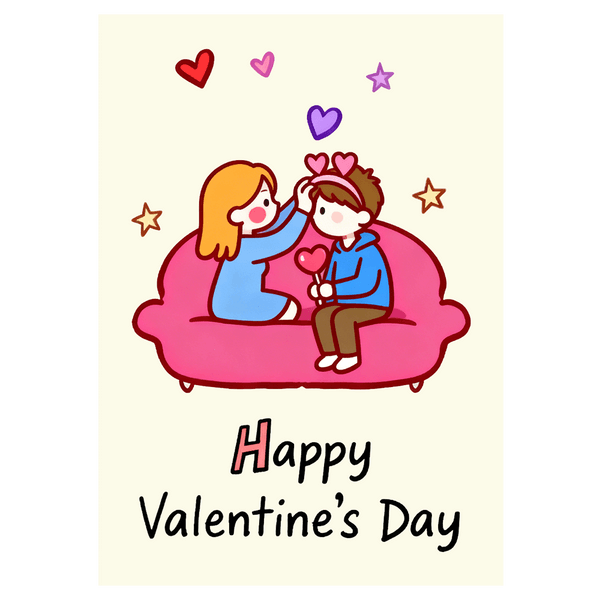 Pink Sofa Love Couple Valentine's Day Ecard