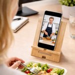 Personalized Birth Flower Bamboo Wooden Phone Stand Ipad Holder with Name Desk Organizer Daily Use Birthday Gift for Women