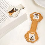 Personalizado Pintura al Óleo Estilo Mascota Foto PU Cuero Marcapáginas magnético Clip con nombre Accesorios de lectura Regalo de cumpleaños para los amantes de las mascotas