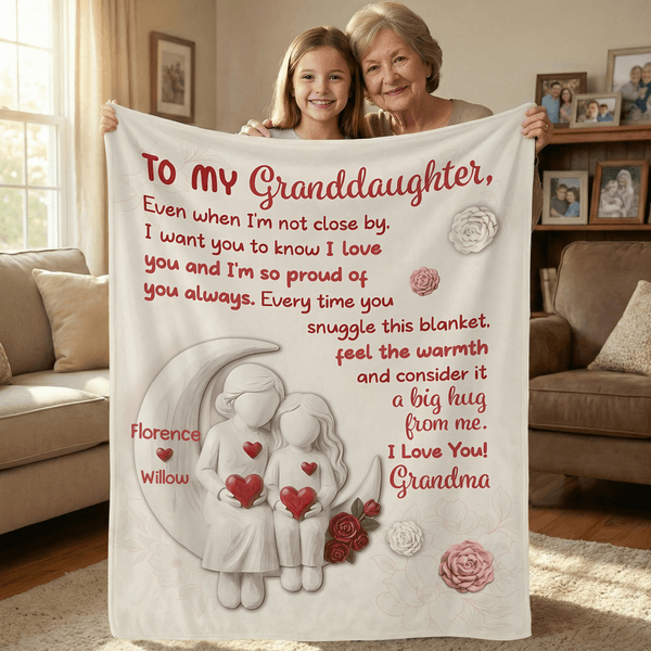 Personalized To My Granddaughter Soft Throw Blanket with Name Home Decor Birthday Anniversary Gift for Granddaughter