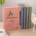 Personalized Logo PU Leather Binder Notebook with Name Slogan and Year Birthday Anniversary Gift for Friend Woman