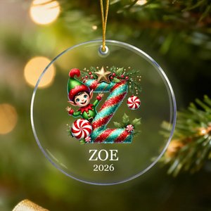 Personalised Santa Hat Elf Sweets Cane Initial Christmas Ornament with Name Home Tree Decor Christmas Gift for Family Kids