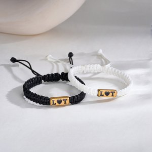 Personalised Multicolour Heart Matching Bracelet with Initials Set of 2 Anniversary Birthday Gift for Couple Lover