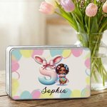 Boîte à biscuits en fer-blanc personnalisée avec texte Accessoires de rangement Cadeau de Pâques pour les filles