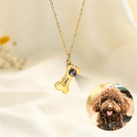 Personalized Dog Bone Photo Projection Necklace with Name Dainty Jewelry Birthday Gift for Pet Lover Owner
