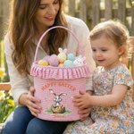 Panier d'oeufs de Pâques personnalisé multicolore avec nom et rangement quotidien Cadeau de Pâques pour garçons filles