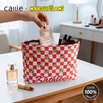 Personalized Cartoon Cute Marsupilami Corduroy Checkerboard Makeup Bag with Name Travel Birthday Gift for Women | Callie × Marsupilami®