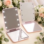 Personalized Birth Flower Butterfly LED Compact Mirror with Name and Initial Wedding Birthday Mother's Day Gift for Women