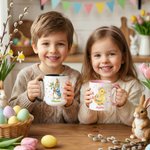 Personalised Cute Peter Rabbit Duck Sheep Multicolour 11/15 oz Ceramic Mug with Name and Coaster Easter Birthday Gift for Kids