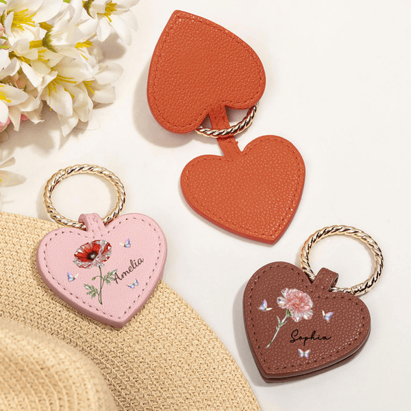 Personalized Crystal Birth Flower Portable PU Magnetic Leather Hat Clip with Name Travel Accessories Birthday Gift for Women Girls