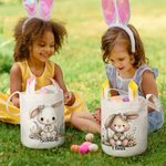 Personalisierte niedliche Kaninchen Blume Hasenohren Osterkorb mit Namen Ostertag Eier Jagd Party Geschenk für Kinder