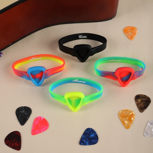 Bracelet en silicone avec 5 médiators pour la guitare Cadeau d'anniversaire pour les amateurs de musique et de guitare