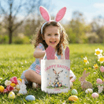 Personalized Cute Bunny Easter Basket with Name Party Decoration Easter Gift for Boys Girls
